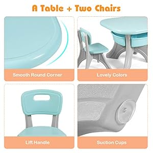 Costzon Kids Table and Chair Set 3 Piece Activity Table wDetachable Toy Storage Bins 2 Chairs for Children Reading Art Craft Strong Bearing Capacity Lightweight for Toddler Green