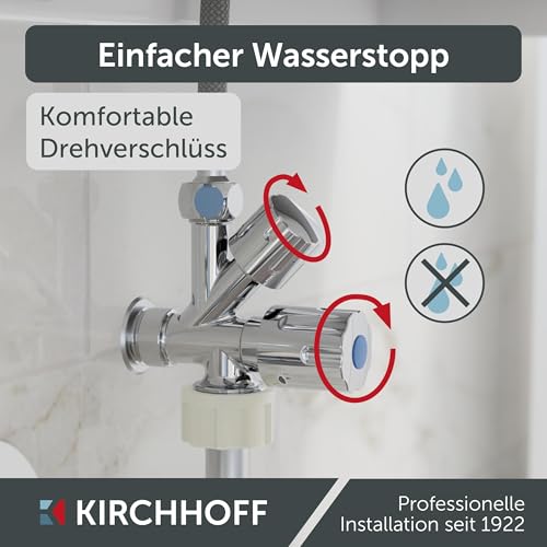 Kirchhoff Geräte Universal Eckventil mit Spülmaschinenanschluss, ½ Eckregulierventil für Kaltwasserleitung, Absperrhahn Waschbecken Bad… – Ansicht 2