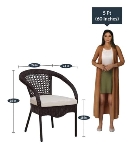Image of India 4+1 Outdoor Indoor Patio Furniture Sets Rattan Chair Patio Set Conversation Set Bistro Set Chairs Balcony Rooftop Outdoor Garden Furniture Chair with Cushion Set (Brown & Cream)