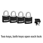 Master Lock Black Outdoor Key Lock, Standard Weather Resistant Padlock with Cover, Keyed Alike Padlocks for Lockers, Fences, Sheds, or Other Equipment, 4 Pack, 131Q - Image 5
