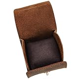 Operitacx Custodia Porta Orologio Singolo in Pelle Marrone Caffè, Design Classico Chiusura a Bottone, Organizer Portatile per Viaggi e Uso Quotidiano