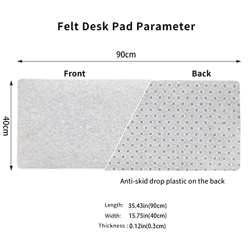 Image of DAWNTREES Felt Desk Pad,Large Keyboard Mat,Wool Desk Mat,Extra Large Felt Mouse Pad for Computers,Laptops, Offices and Homes. (Light Gray)