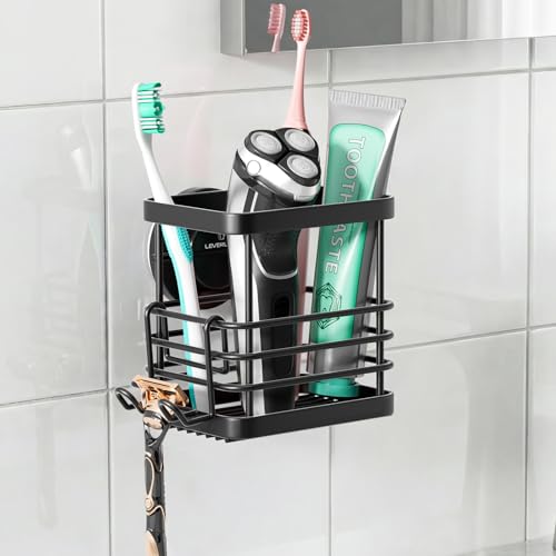 LEVERLOC Powerful Suction Cup Stainless Steel Toothbrush Holders Black