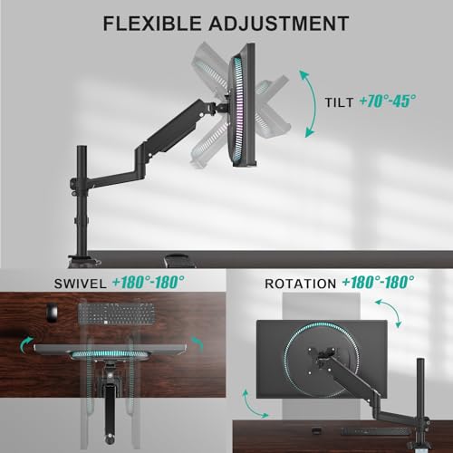 Image of WALI Single Monitor Arm 13-32 Inch, Single Monitor Mount, Vesa Desk Mount up to 19.8lbs Gas Spring Arm with Clamp, VESA 75x75mm or 100x100mm Compatibility(GSDM001), Black
