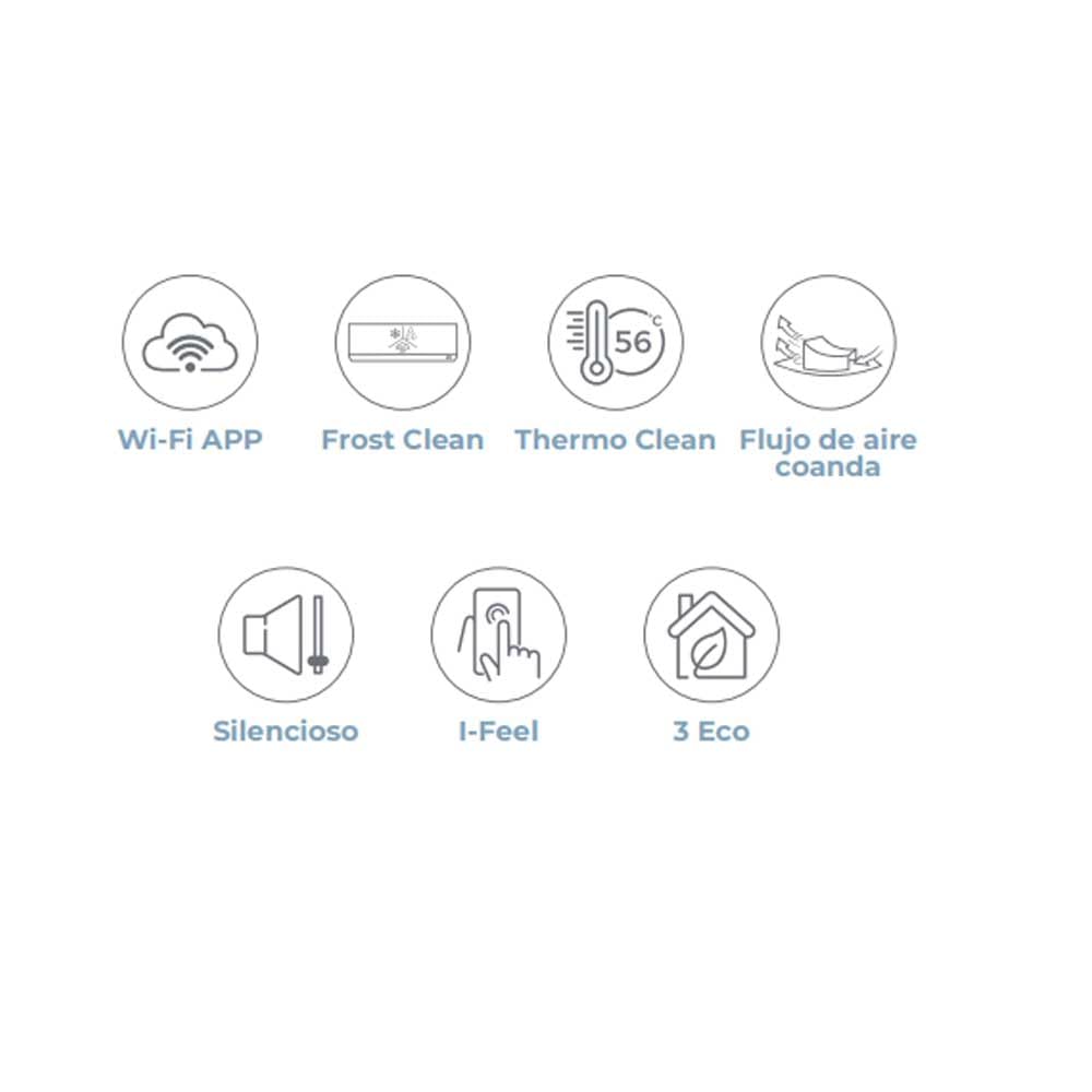 HEC - Aire Acondicionado Split Mural A++/A+ - Wifi - Aire Inteligente - Ventilador 5 Velocidades - Sistema Dry - Bomba de Calor -R32 - (3.5KW - 3010 Fg) (12.000 BTU)