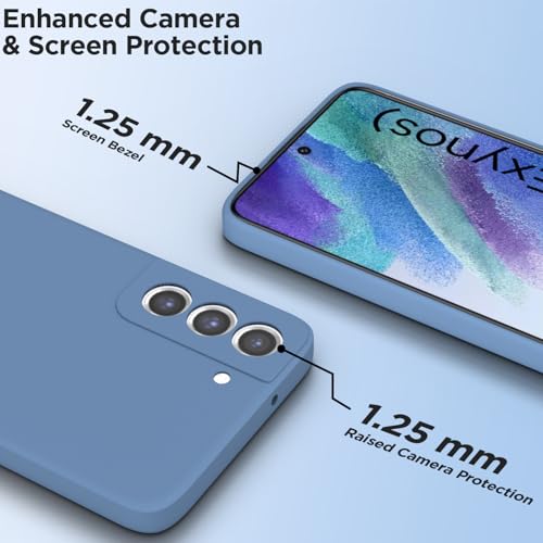 Image of Outlouders Back Cover for Samsung Galaxy S21 FE 5G | Camera Protection | Durable Soft Matte Silicone Bumper Case (Aqua Blue)