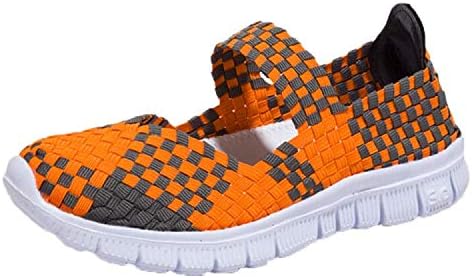 DoGeek Women Woven Shoes Slip on Walking Shoes Water Shoes Handmade Woven Elastic Mary Jane Flat Sneakers Comfort Lightweight Fashion Sneakers