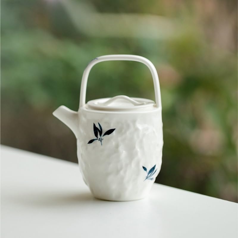 Teapot Household Ceramic Multifunctional Teapot Coffee Pot With Filter Hole Hand-painted Orchid Teapot Hammer Pattern Handle Pot Teaware