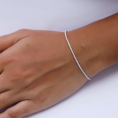 Tennis Bracelet for Women 1.10 to 1.30 Carat (ctw) Round Lab Grown Diamond Single Row Stacking Dainty Bracelets for Brides In 10K Solid Gold Or 925 Sterling Silver Jewelry Size-6.5 to 7.5 Inch2