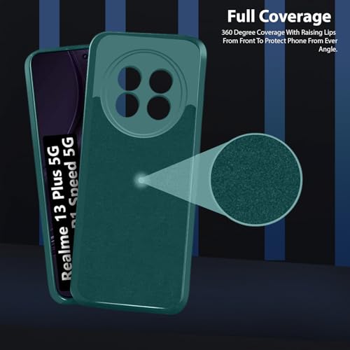 Image of LIRAMARK Silicone Soft Back Cover Case for Realme 13 Plus 5G / Realme P1 Speed 5G (Green)