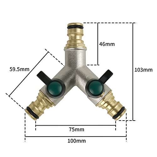 Hydrogarden 2 Way Garden Water Pipe Connectors Pipe Adapter 2 Way Garden Hose Splitter Y Shape Water Diverter Adapter Switch Valve - Image 2