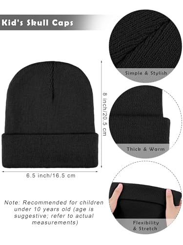 Image of Cooraby 6 Pack Kid's Winter Beanies Hat Full Fingers Gloves Set Skull Winter Caps Stretchy Gloves for Boys Girls