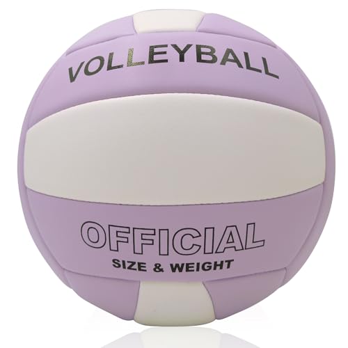 VerdeFlow Volleyball Ball Official Size 5 Volleyballs for Indoor Outdoor Beach Pool Game Play for Team Beginners Professional TPU Leather Training Practice Volley Balls (Purple/White Size 5)