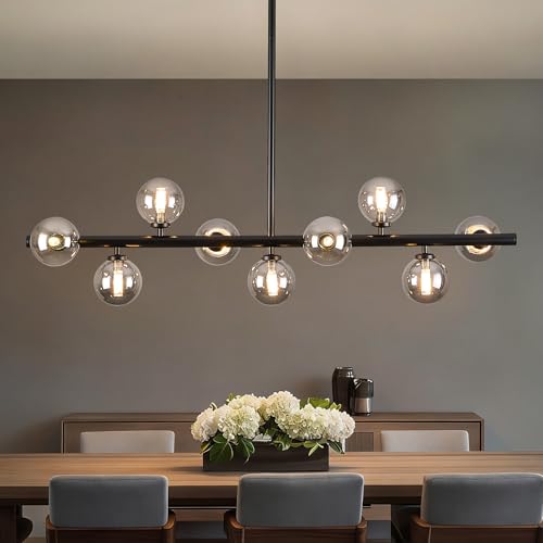 Wystco Mid Century Modern Globe Sputnik Chandelier, 9-Light Linear Chandeliers