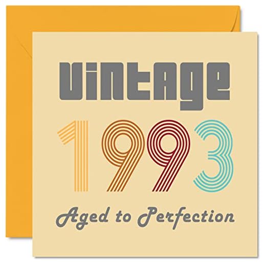 Tarjetas de 30 cumpleaños para hombres y mujeres, vintage 1993 envejecido a la perfección, tarjeta de 30 cumpleaños divertida para ella, él, hermana, tío y tía