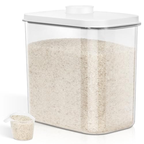 TBMax Large Rice Container 25 Lbs with Easy-Carrying Handles -12.7 Qt Flour Storage Container with...