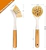 FunCee 2 Pack Kitchen Dish Brushes with Bamboo Handle, Dish Scrubber Built-in Scraper, Scrub Brush for Pans, Pots, Counter & Kitchen Sink Cleaning, Dishwashing and Cleaning Brush Tools, White #1