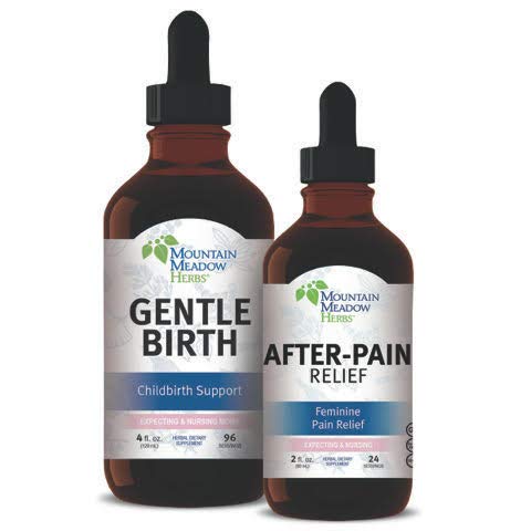 Mountain Meadow Herbs Gentle Birth w/o Blue Cohosh for Childbirth Support Bundle with After-Pain Relief for After Birth Pain Relief