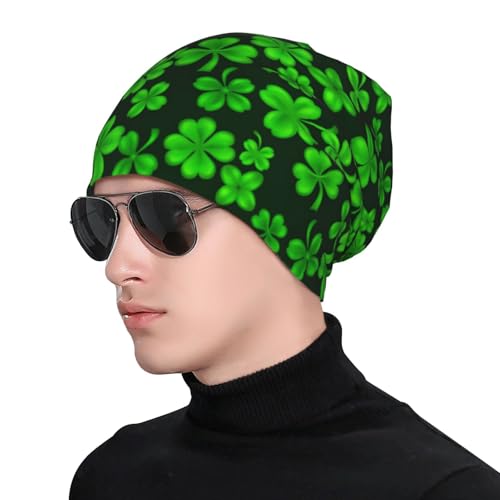 St Patricks Day Beanie Chemo Hats for Women Men Clover Slouchy Cancer Headwear Stretchy Skull Cap Soft Knitted Hat Nightcap Chemo Gifts — view 5