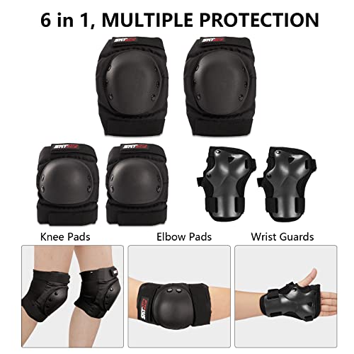 SKT HP Skateboard Protective Gear Adult Knee Pads for Women Men Youth Wrist Guards for Roller Skating Skate Pads Guards Black - Thumbnail 2