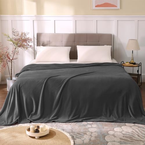 Image of BEDELITE Fleece Blanket Charcoal Grey Full Throw Blankets for Couch & Bed, Luxury Plush Cozy Fuzzy Blanket 84x90 inches, Super Soft Warm Lightweight Throw Blanket for Travel Camping