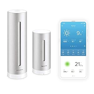 netatmo station météo intérieur extérieur connectée wifi, capteur sans fil, thermomètre, hygromètre, baromètre, sonomètre, qualité de l'air compatible alexa, apple homekit et google home, nws01 ec