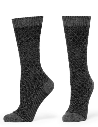 Image of HUE Women's Merino Wool Blend Crew Boot Breathable Natural Temperature Regulating Moisture Wicking Athletic Socks 2 Pair Pack
