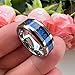 TUTISS 8mm Tungsten Rings for Men Women Blue Foil Fragment Inlay Promise Engagement Wedding Band Beveled Polished Shiny Comfort Fit Size 11
