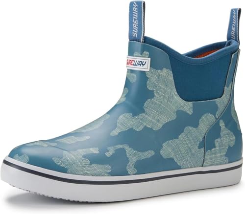 Image of SUREWAY Men's Ankle Fishing Deck Boots for Men-Waterproof,Professional Non-Slip Soles for Wet Slippery Surface,Neoprene Rubber Rain Boot /Shoes for Hunting Boating Gardening