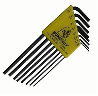 Bondhus 12132 Set of 8 Hex L-wrenches, Long Length, sizes .0