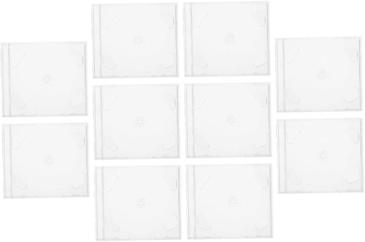 Mikinona 10pcs Transparent Cd Storage Cases Disc Organizers for Cd DVD Media Lightweight Wear-Resistant Storage Box for Home Travel Organization