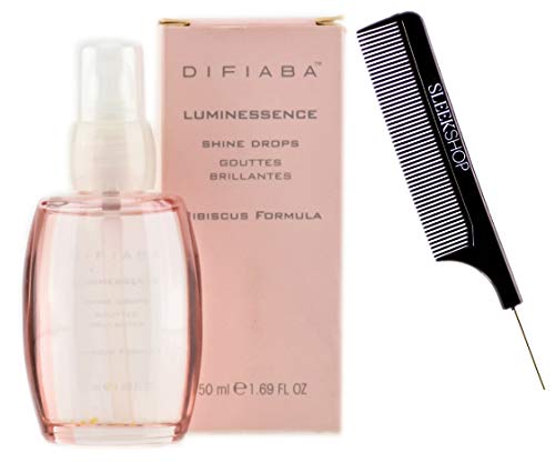 Difiaba LUMINESSENCE SHINE DROPS, Hibiscus Formula (w/Sleek Comb) Shiny Hair Serum Oil (1.69 oz / 50 ml)