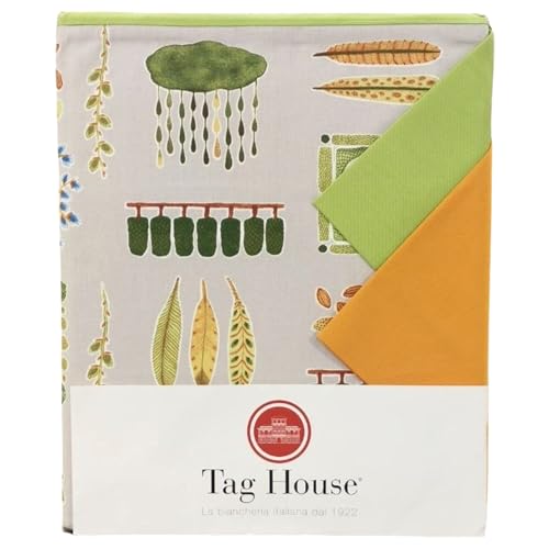 TAG HOUSE Servicio de mesa mantel + servilletas rectangulares plazas 6-8-12 100% puro algodón (150 x 220 cm + 8 servilletas, Boboli V04)