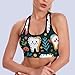 Women Girls Comfy Racerback Yoga Vest Elastic Cartoon Teeth Dental Art Athletic Tops with Pads Control Shapewear Activewear for Workout Training