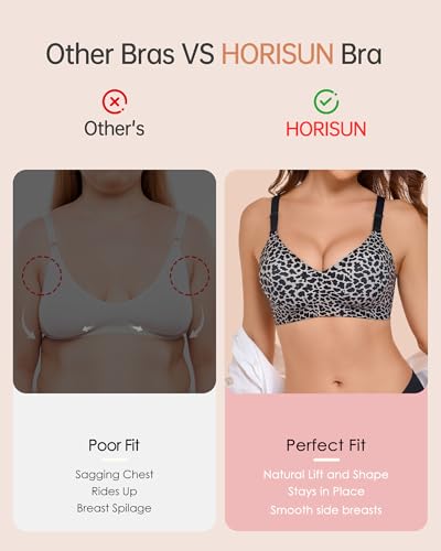 Image of HORISUN Comfortable Seamless Full Coverage Bra for Women Wireless Bras with Soft Support Regular and Plus Size