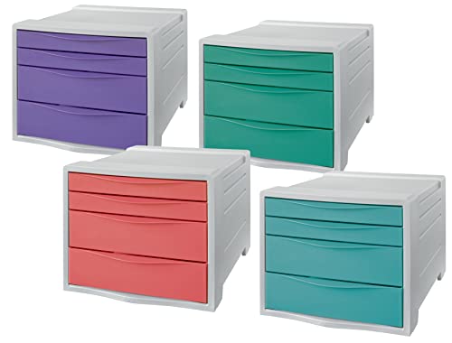 Blocs de classement à 4 tiroirs Esselte Colour'Breeze, rangement documents maison
