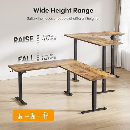 Image of CubiCubi L Shaped Standing Desk Adjustable Height, Electric Corner Desk, Sit Stand Home Office Desk with Splice Board