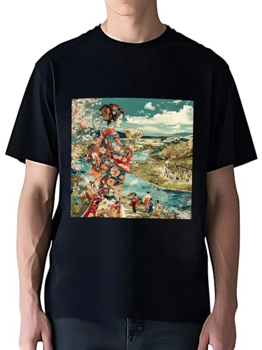 令和の浮世絵 和風 絵画 江戸 掛け軸 舞子 着物 女性 (32) Tシャツ メンズ レディース 夏服 綿 プリント スポーツ トップス 半袖 無地 ゆったり 男女兼用 大きいサイズ 肌着 ファッション