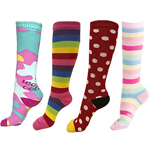 Kit Meias Infantil 4 Pares 3/4 Jokenpô Listras+Slime+Bolinha Cor:Rosa;Tamanho:GG