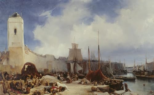 Tableaux sur toile Le Port de Dunkerque Eugène Isabey 60x90cm pour bureau
