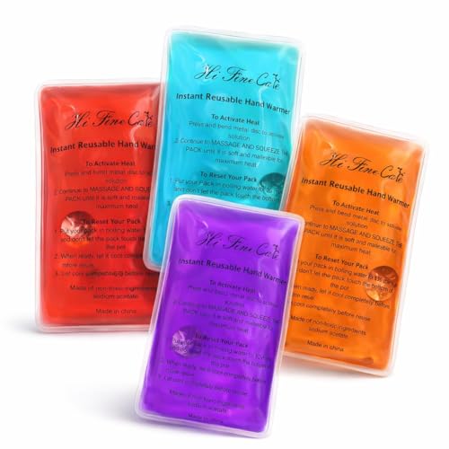 Reusable Snap Heat Pack, Hand Warmers Click, Boil Click Heat Pocket Hand Warmer, Pouch Gel Hand Warmers Long Lasting Warmth (4 Pack