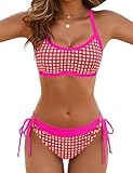 BMJL Bikini Sets for Women Plaid Swin Suit 2026 Two Piece Bathing Suit Boho Summer Swimwear(M,Red Plaid)