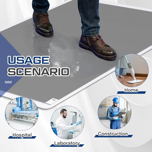 Image of Nuanchu Adhesive Mat Pad Include 1 Sticky Non Slip Base Pad 2 Tacky Dust Mats Construction of 30 (60 Sheets Total) for Clean Room Science Lab Matting Hospital(24x36 Inches,Gray,60 Sheets)