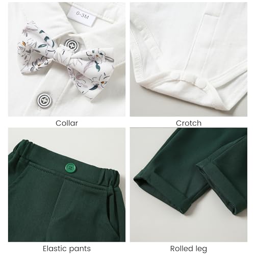 Image of YALLET Baby Boy Clothes Suit 0-24 Months Infant Gentleman Outfits Formal Dress Shirt+Bowtie+Vest+Pants Set Baby Wedding Suits