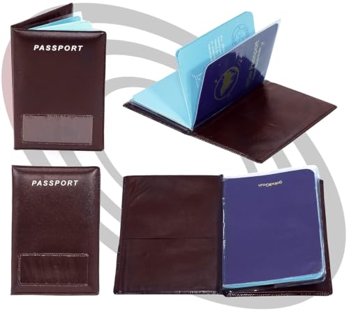 Image of Storite 5 Pack Slim PU Leather Travel Family Passport Holder Wallet Case, Passport Cover for Men & Women (Brown, 9.25 X 14 CM)