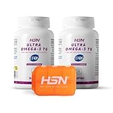 HSN Ultra Omega 3 IFOS 5 Estrellas | PACK 2x 120 Perlas + Pastillero Semanal | 1000mg Puro Aceite de Pescado (350mg EPA + 250mg DHA) Forma de Triglicéridos Altamente Concentrado | No-GMO Sin Gluten