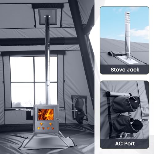 Image of Inflatable Tents for Camping, Blow Up Tent with Hand Pump, Easy Setup Inflatable Hot Tent with Stove Jack, Waterproof Oxford Air Glamping Tents for Camping Adult 4 /6 /8 /10 /12 Person Upgrade Version