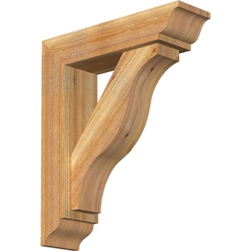 6"W x 22"D x 26"H Funston Traditional Rough Sawn Bracket w/Offset Brace, Western Red Cedar