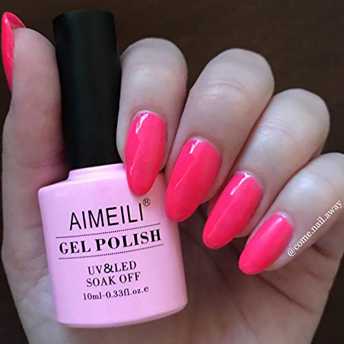 AIMEILI UV LED Gellack ablösbarer Gel Nagellack Gel Nail Polish - Neon Shocking Pink (055) 10ml – Bild 4