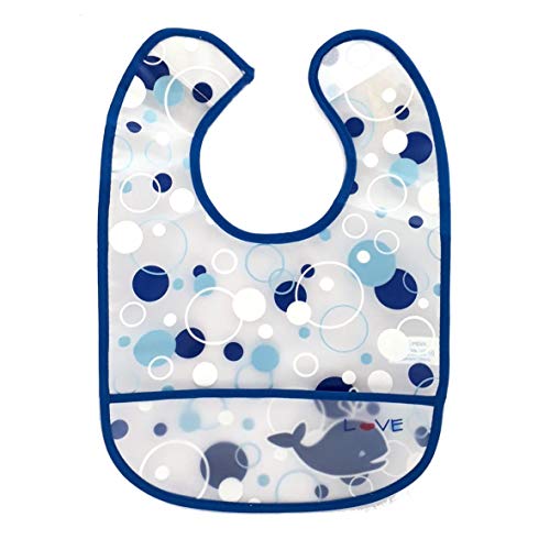 Love Babador com Bolso Baleia, Azul